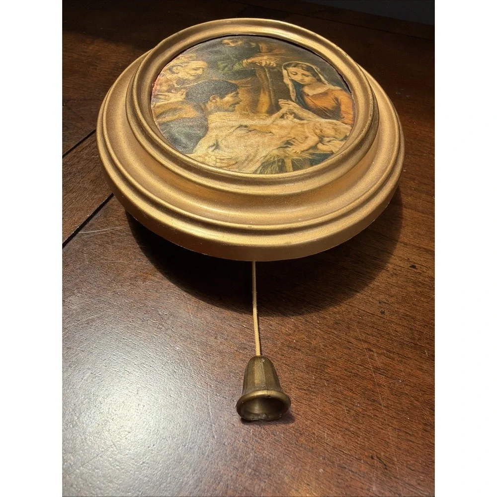 VTG Hanging German Reuge-like Music box Pull String Silent Night Princess WORKS!